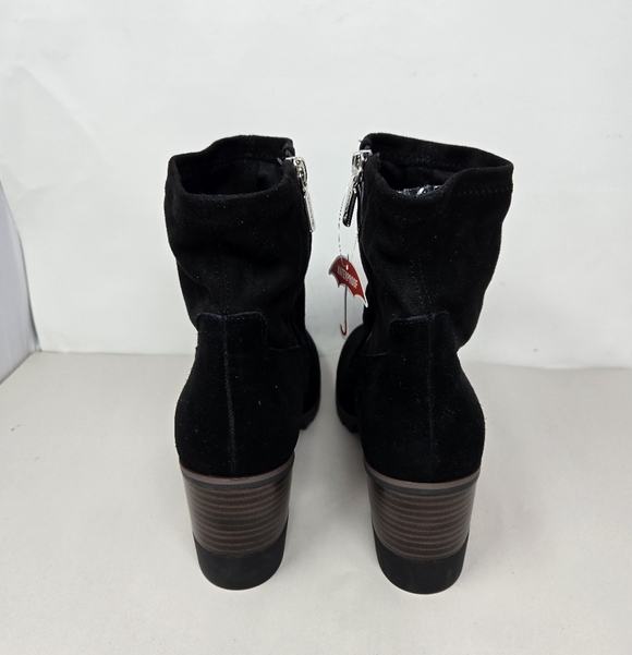 Blondo Waterproof Soft Leather Ankle Boot Sz 10M Rosalyn Black Suede Block Heel - Picture 4 of 11